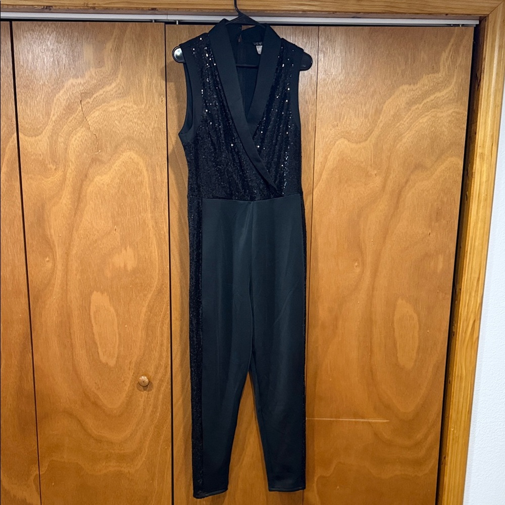 Vera Wang Black Sequin Jumpsuit
